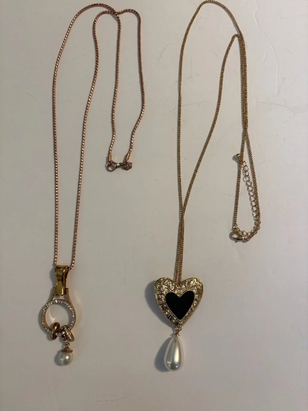 Lot of 2 Necklaces w/Pearl on Pendant